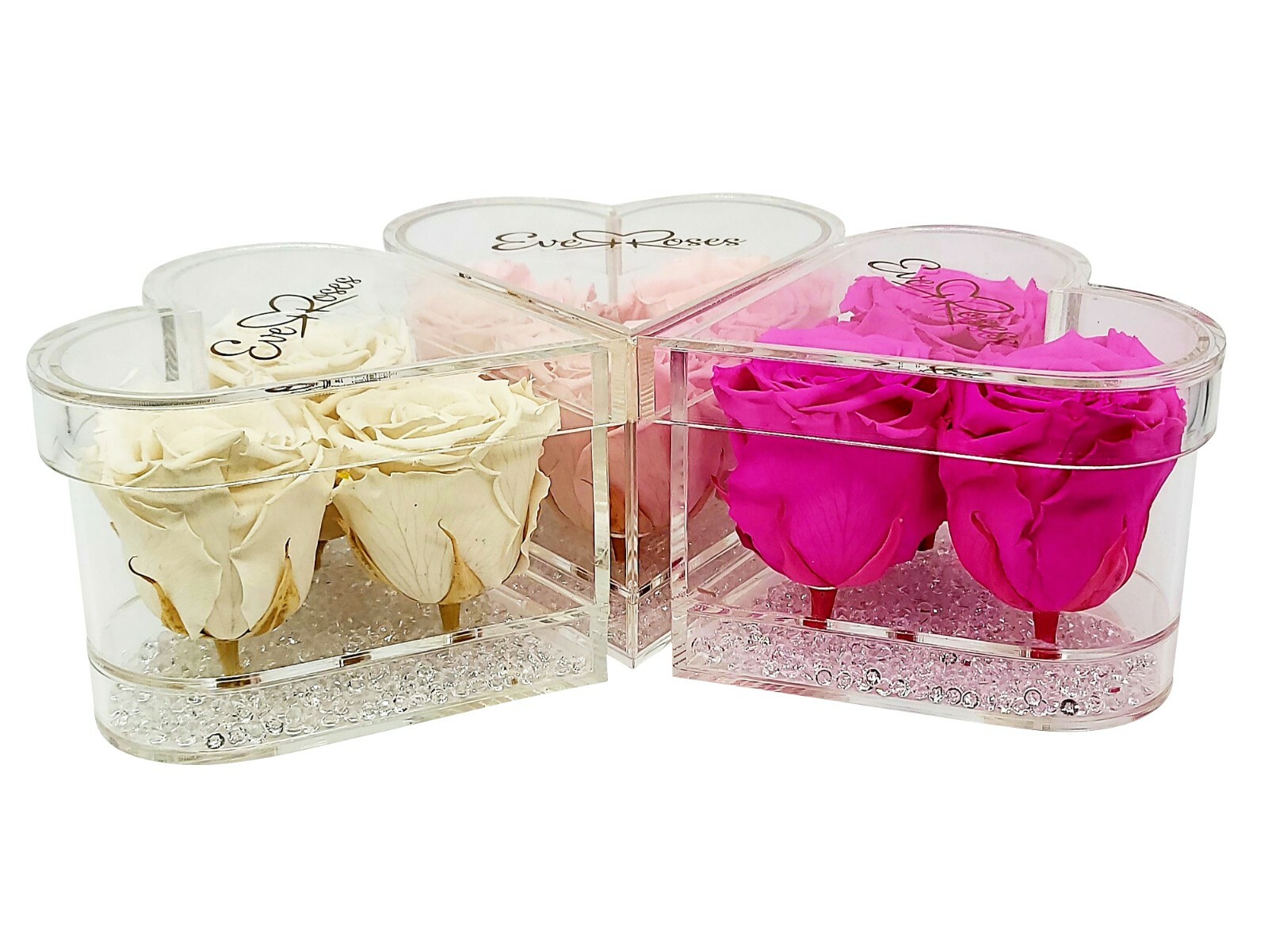 ROYAL BLUE Rose in a heart shaped acrylic box real long-lasting preserved rose