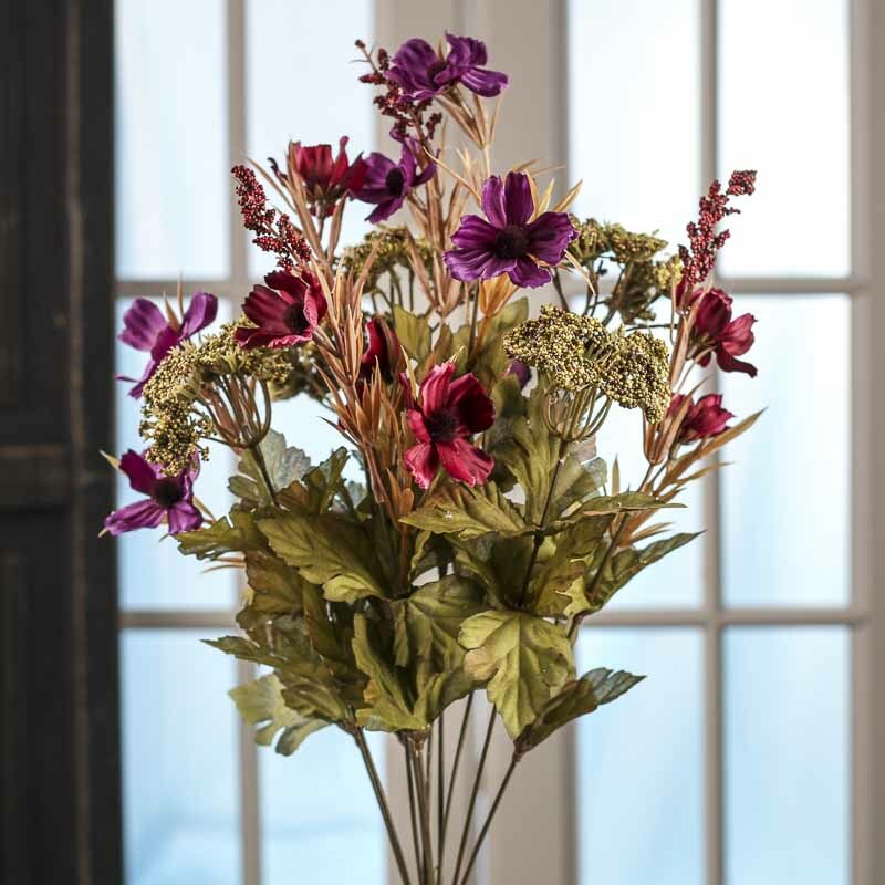 Hues of Purple Artificial Cosmos and Queen Anne’s Lace Bush