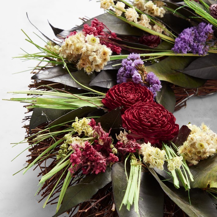 Red Peony Live Wreath, 20″-Williams Sonoma|36859