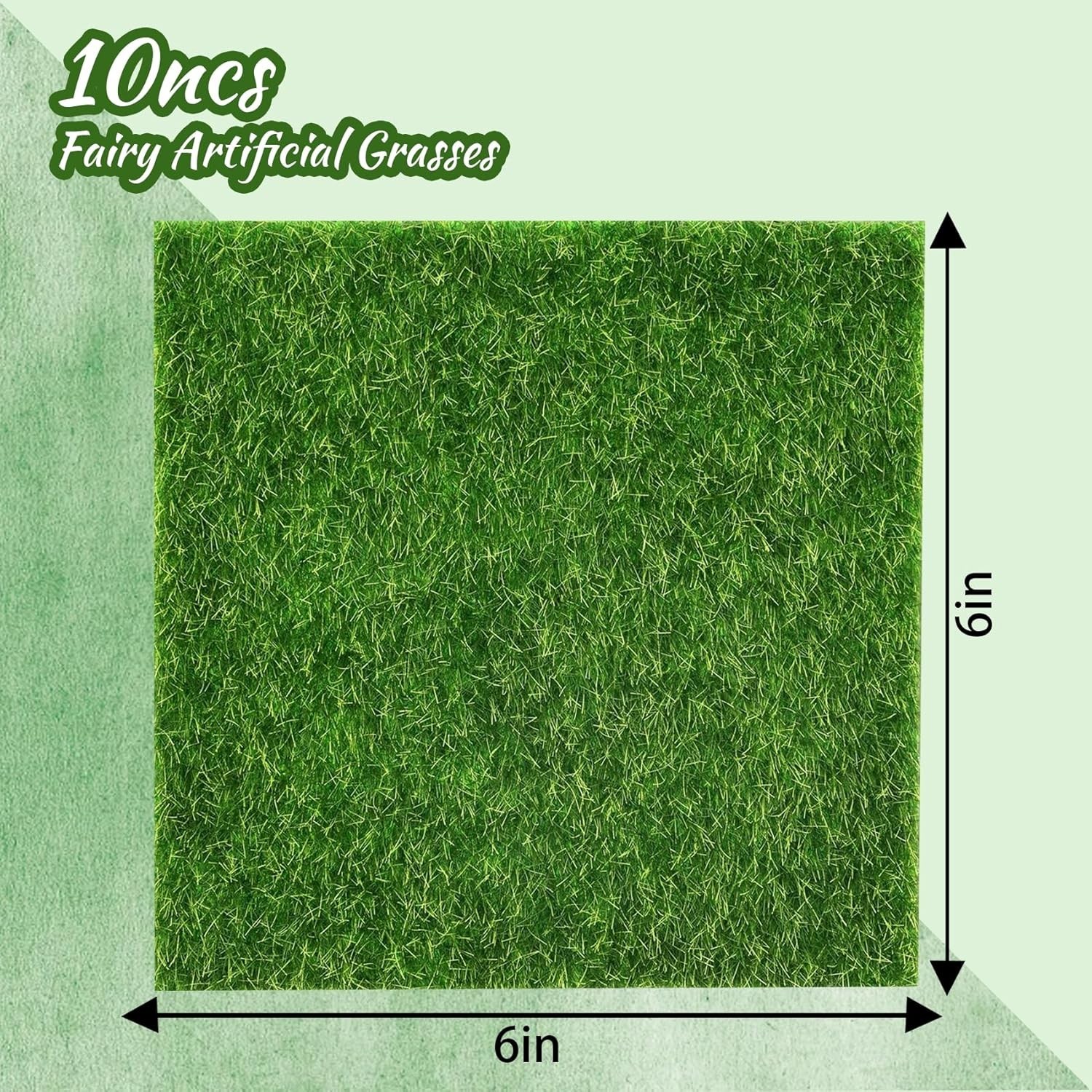 Versatile 10-Pc Set of 6×6 Inch Artificial Grass for Dollhouses & DIY Projects