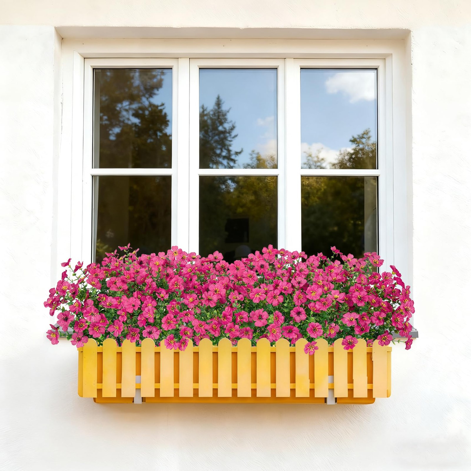 Bassion Artificial Flowers for Outdoors 24 Bundles UV Resistant Fake Flowers