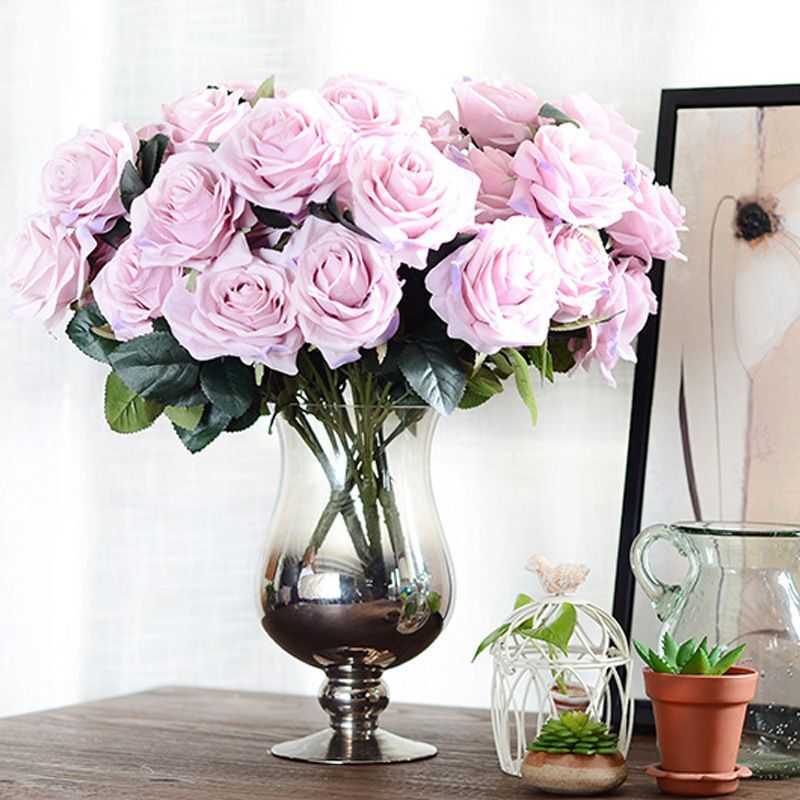 10 Heads Artificial Rose Flower Big Bouquet For Wedding Ornament Home Decor NEW
