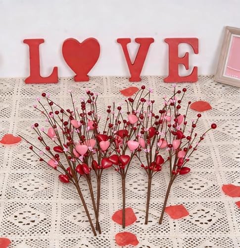 Valentines Day Decorations Red Pink Hearts Picks (6 Packs) Valentine’s Day