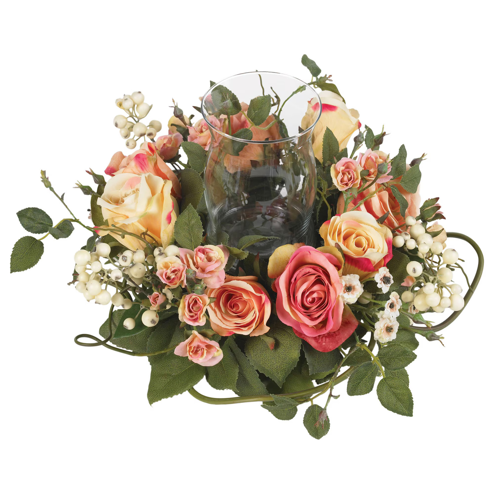 16 Inch Rose Candelabrum Floral Centerpiece Decorative Candle Holder