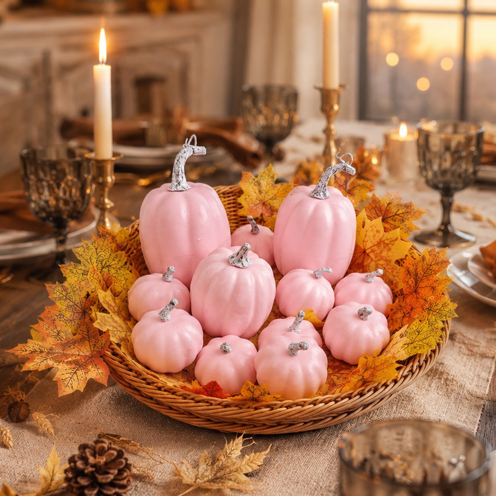Foam Pumpkins 12 Pack in Three Soft Tones for Tiered Tray and Harvest Decor