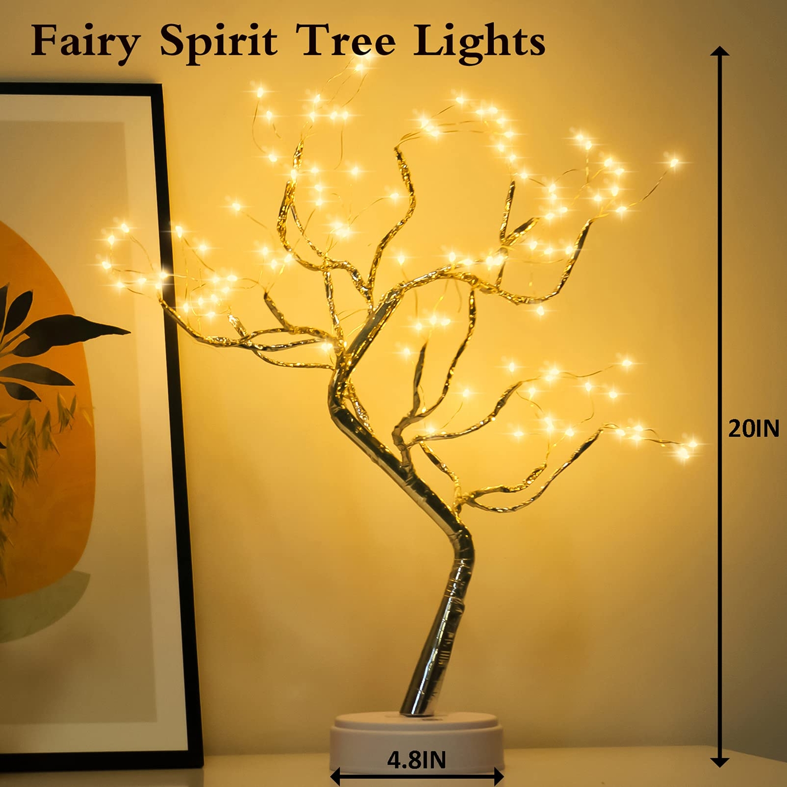 108 LED Sparkly Fairy Tree Lamp,USB/Battery, 8 Modes, DIY Bonsai Decor