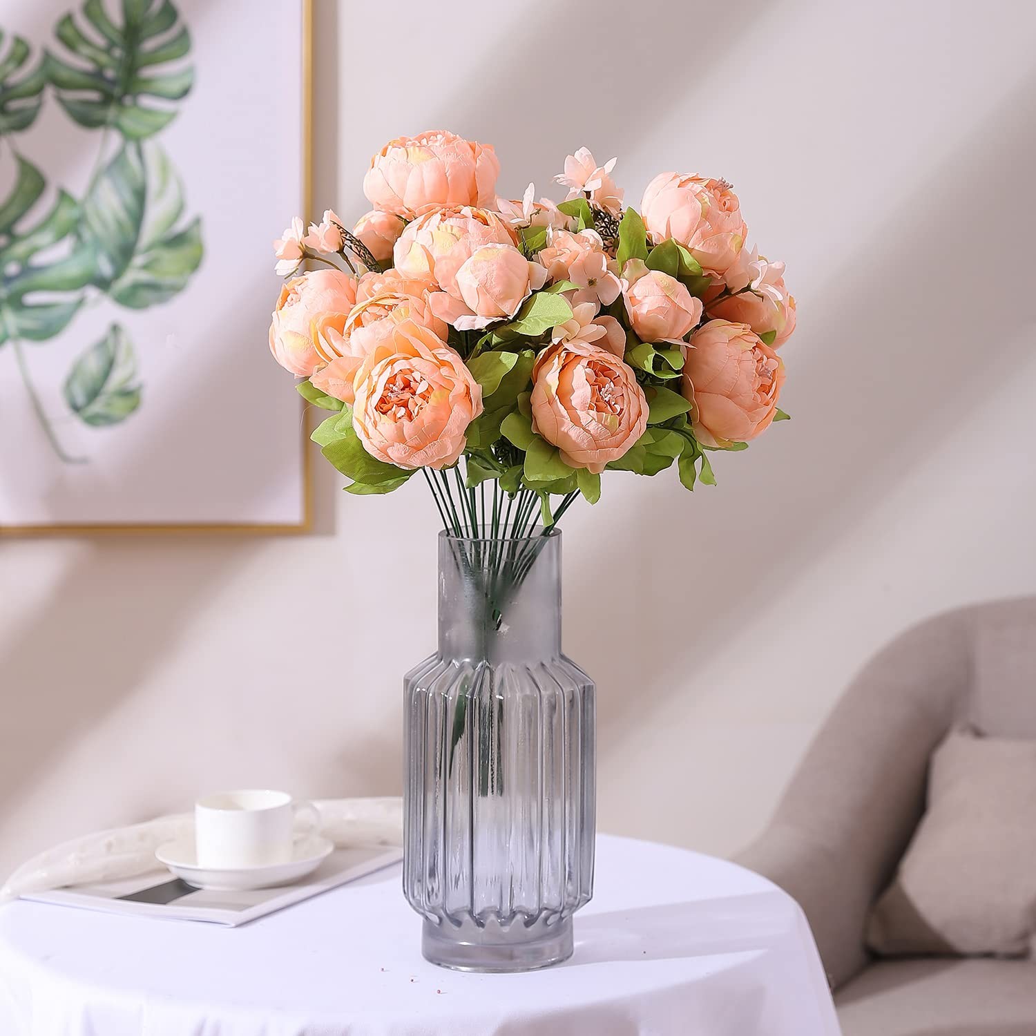 Springs Flowers Artificial Silk Peony Bouquets Wedding Decor Spring Orange