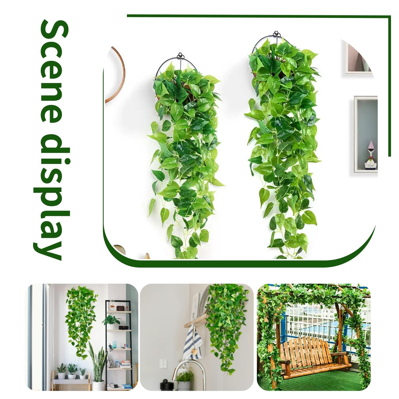 Fake Hanging Plants Vines(2pcs)for Room Decor, Artificial Ivy Greenery Garlan…