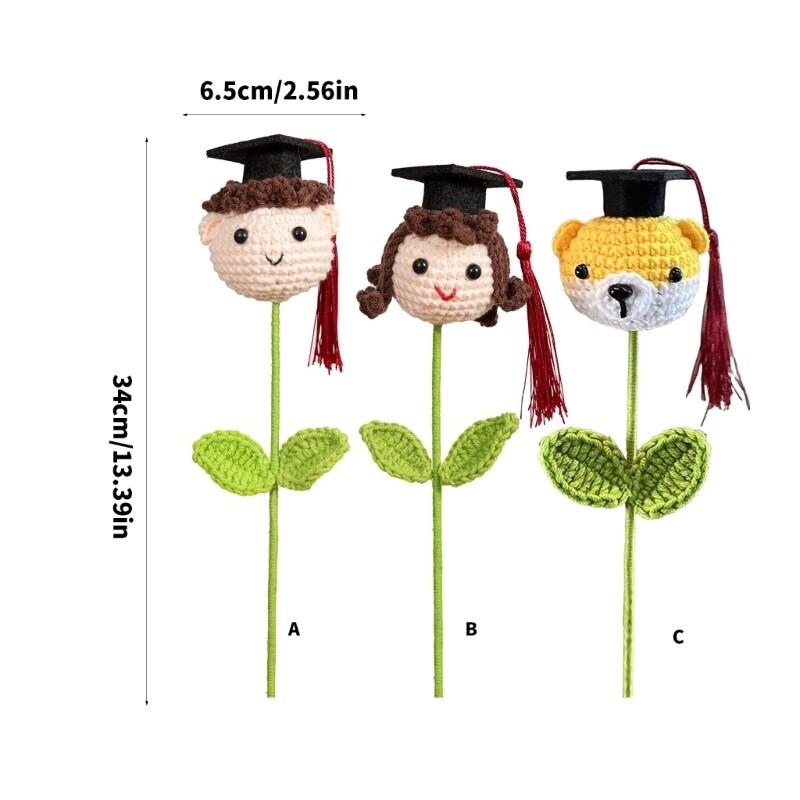 Artificial Flower Hand Crochet Graduation Hat Boy/Girl/Dog Decoration for Event