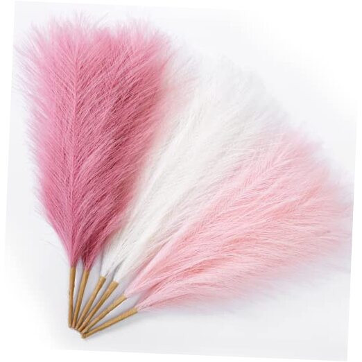 Pampas Grass Pink Decor 17.7 Inch 6pcs, 17 Inch 6 Pcs A Blush & Cream & Pink