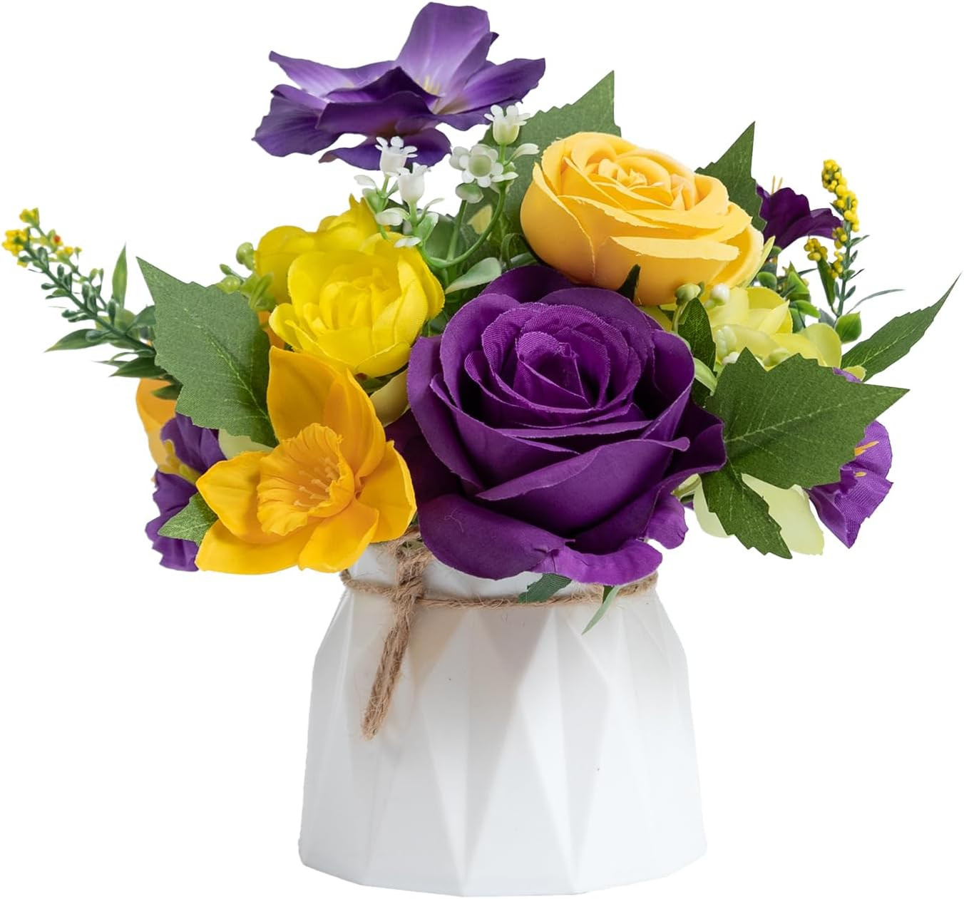 Charming Silk Flower Arrangements in 7″ Vase for Home & Wedding Decor