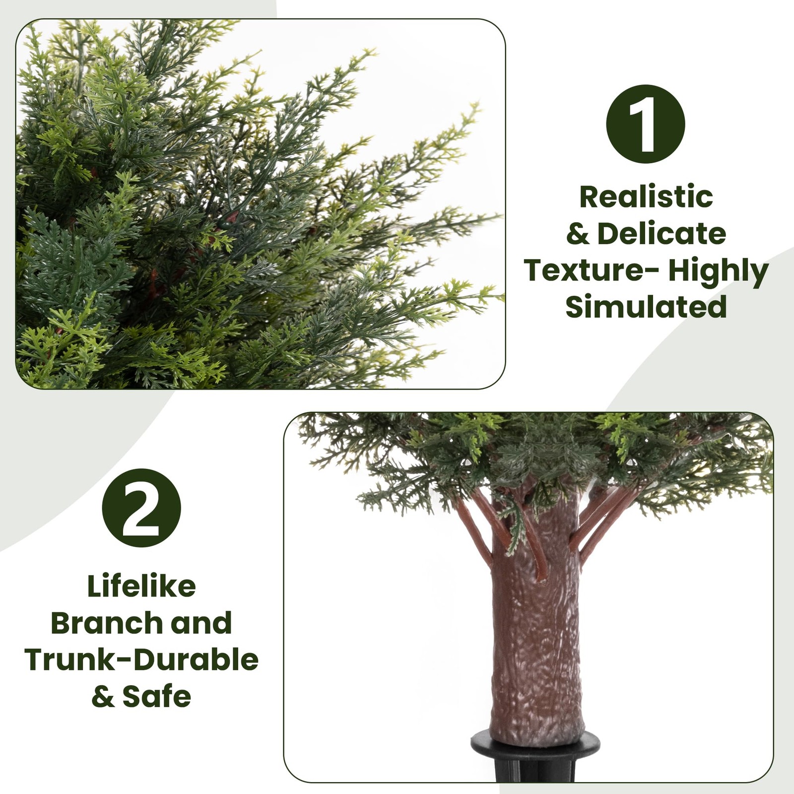 23.6″ Artificial Cedar Topiary Ball Trees, 2-Pack Outdoor Faux Cypress Shrubs…