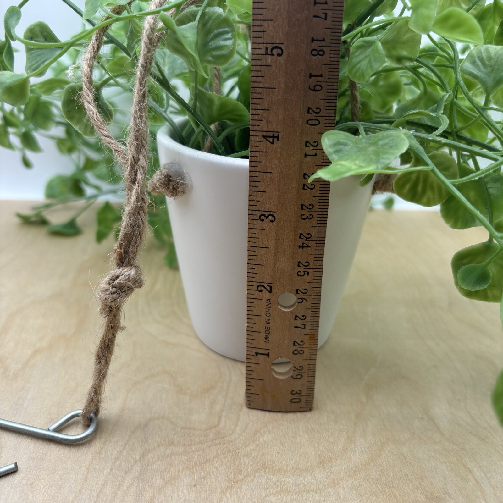 Hanging Plant Artificial Hanging Plant Indoor Outdoor 3-1/2 White Ceramic Pot