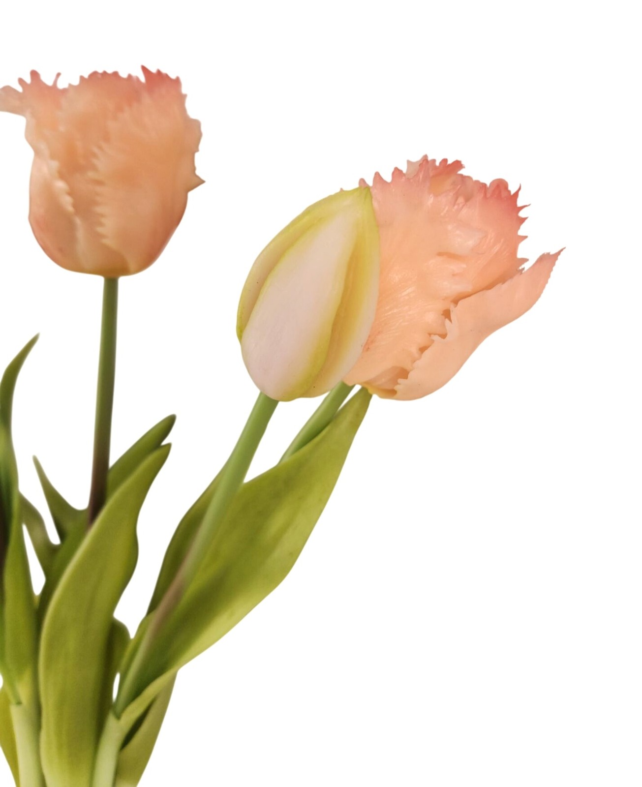 Peach Coral Artificial Tulips 15 Inch Set of 5 Faux Spring Flowers Easter Weddin