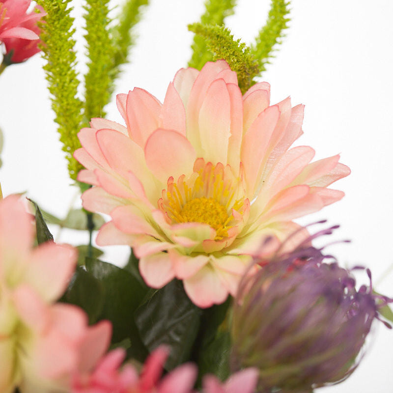 23″ Pink Artificial Gerbera Floral Bush with Greenery