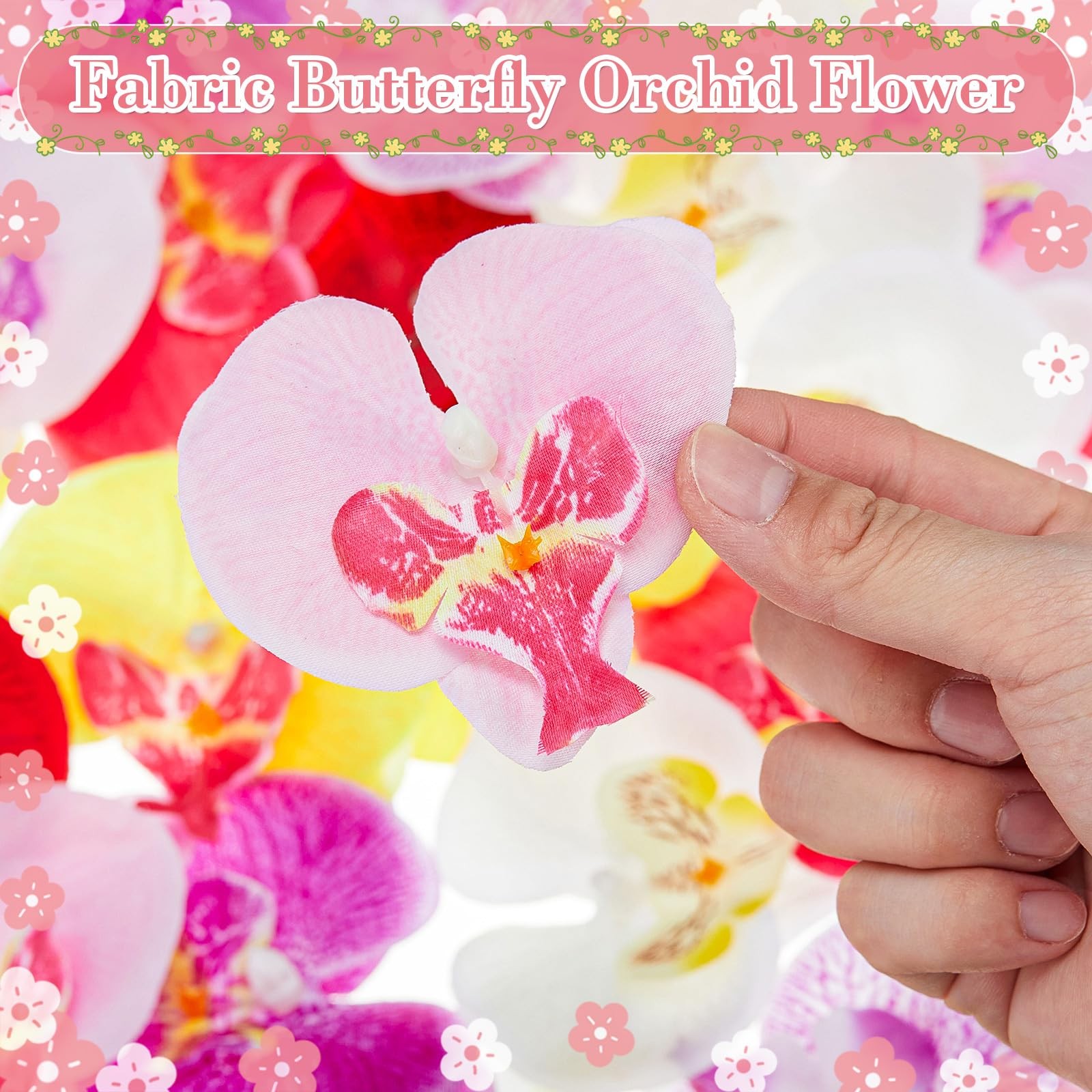 40 Pcs Colorful Artificial Orchid Head Bulk Faux Butterfly Orchid Petals Silk…