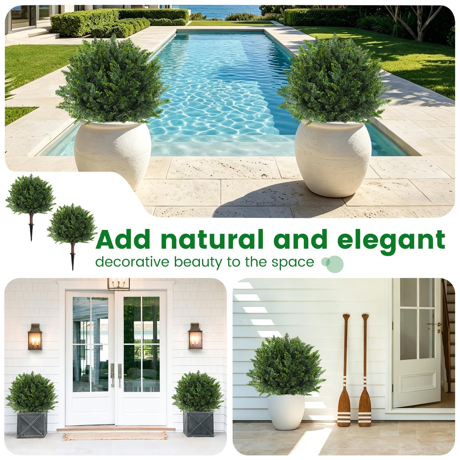 LRTCG Artificial Cypress Tree 23.5″ Set of 2, Artificial Cedar Evergreen UV R…