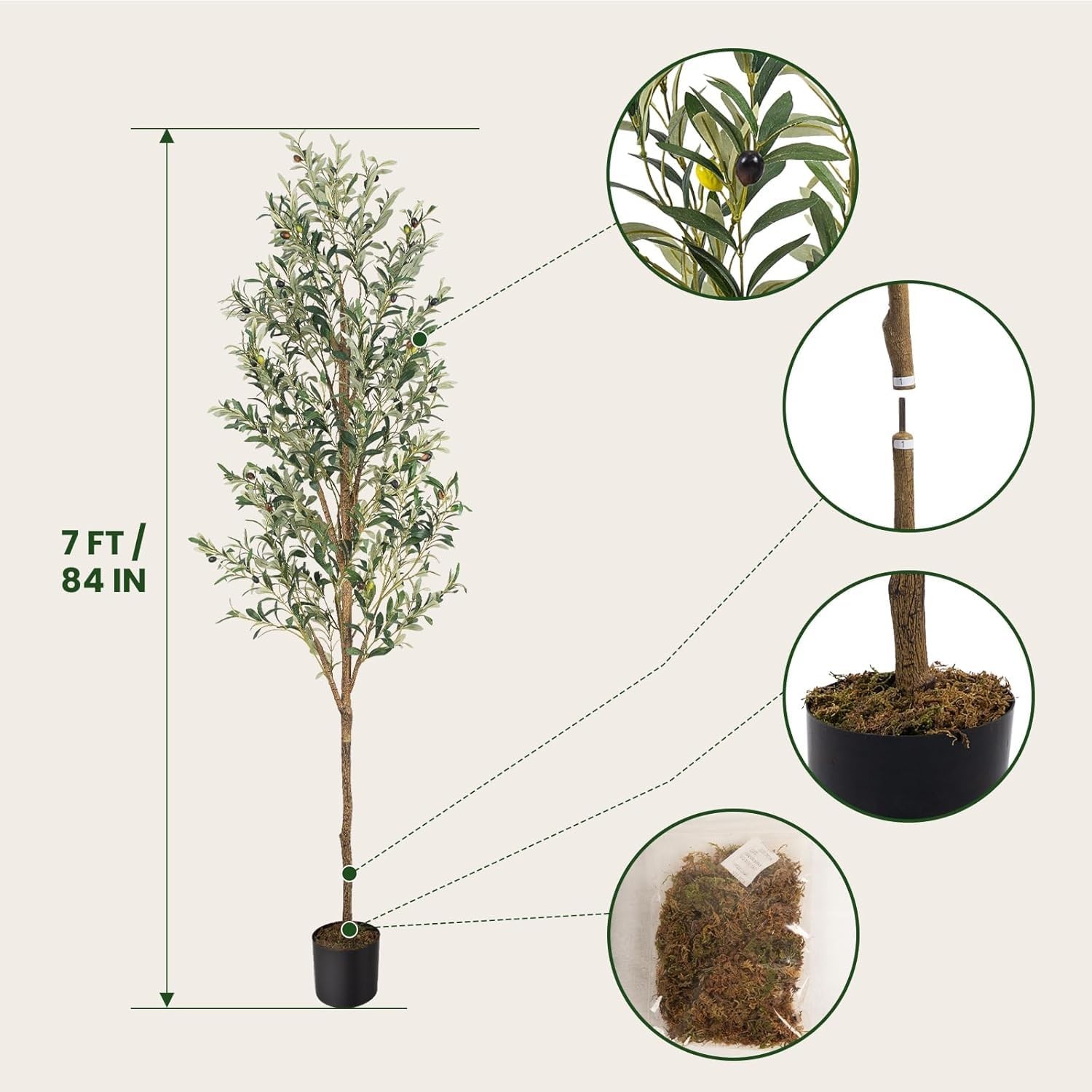 Artificial Fake Olive Tree 7FT Tall 2Pack Faux Silk Olive Tree for Home Livin…