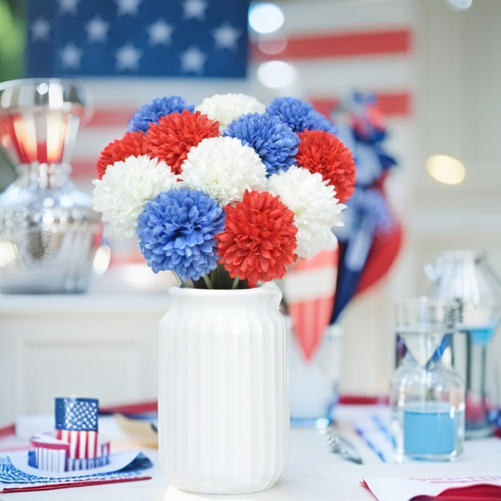 Artificial Chrysanthemum Ball Flowers Bouquet 12Pcs on 4Th of July Glorious Mora