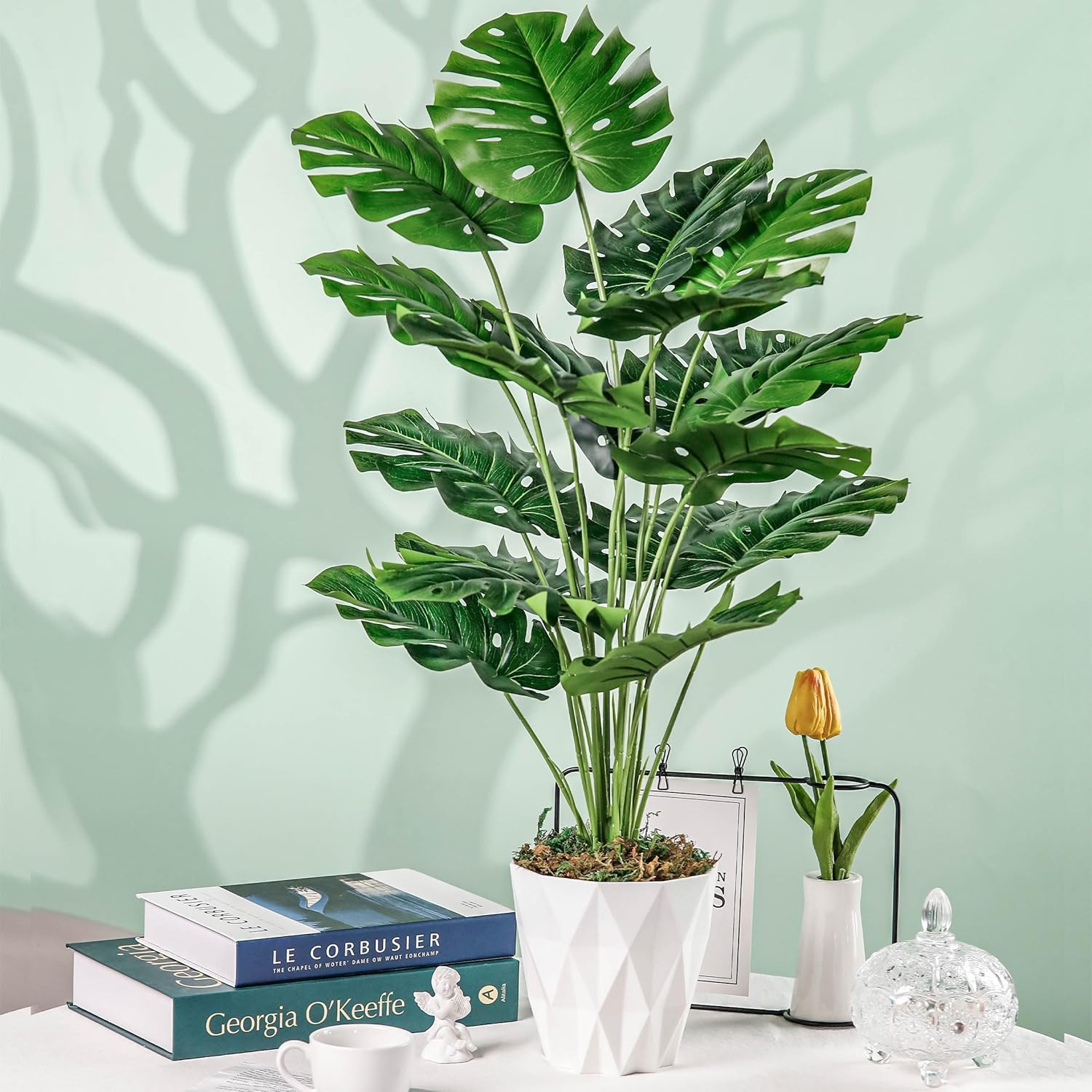 Der Rose 28″ Tall Fake Plants Large Artificial Monstera Faux Potted Plants Indoo