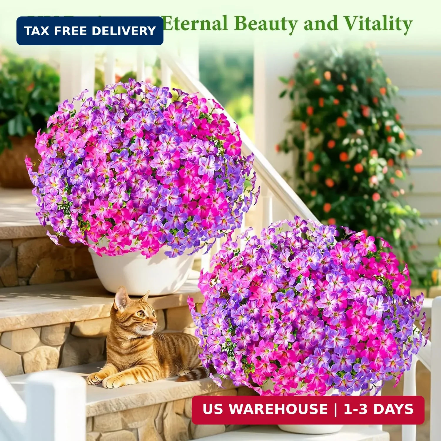 MARTINE MALL 12 Bundles Look Real Artificial Flowers for Outdoors, Realistic Fak