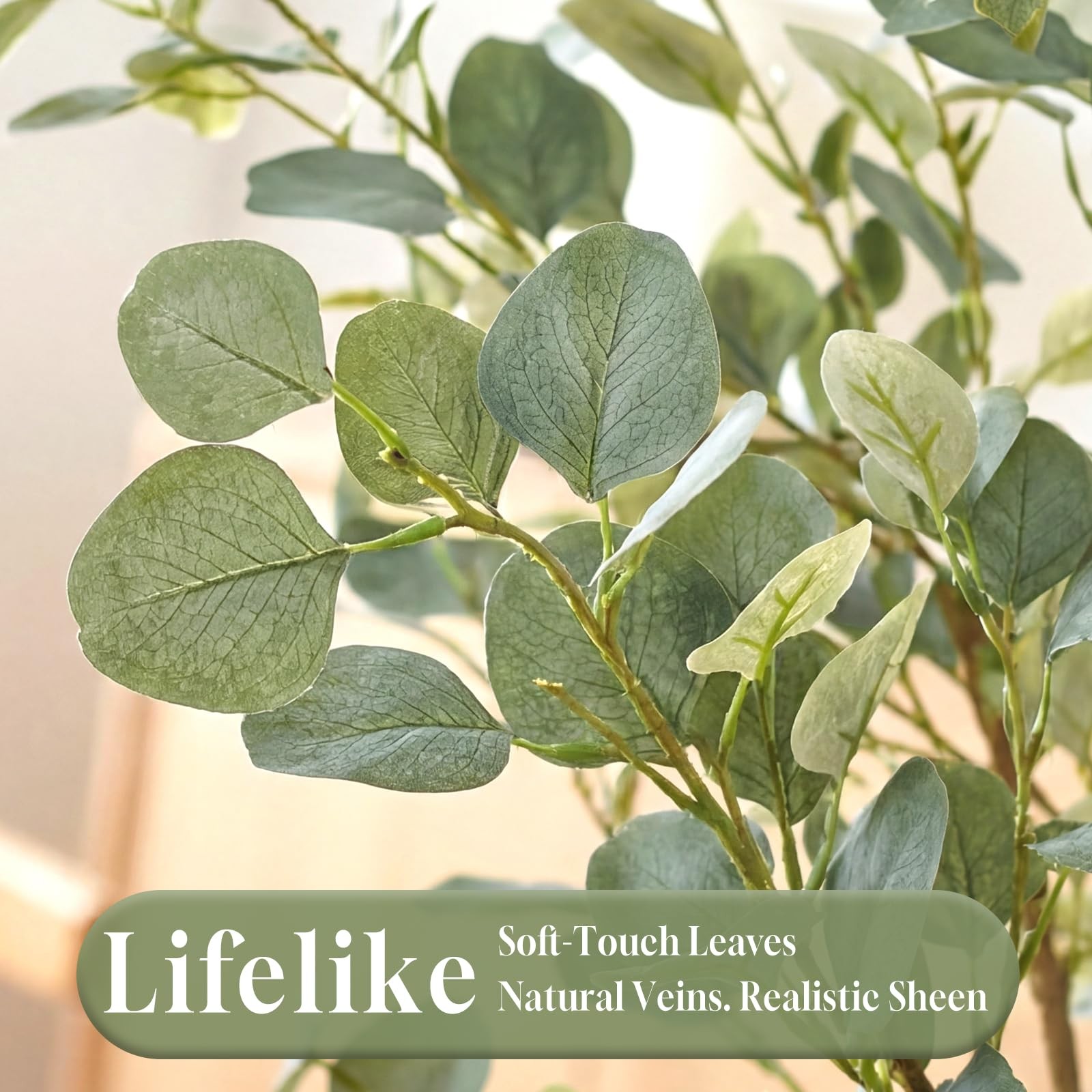 6FT Artificial Eucalyptus Tree Indoor, Faux Eucalyptus Tree with 636 Silk Lea…