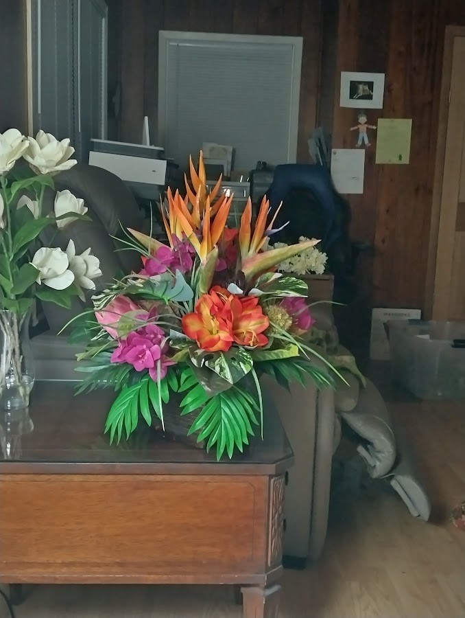 Artificial tropical floral arrangement (ROUND)