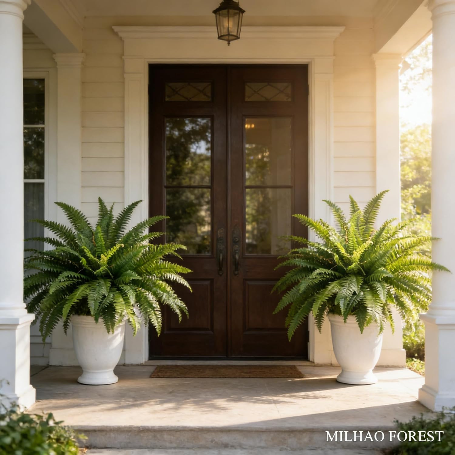 48″ Artificial Ferns for Outdoors Large, 2 Packs Fake Ferns, Realistic & UV Resi