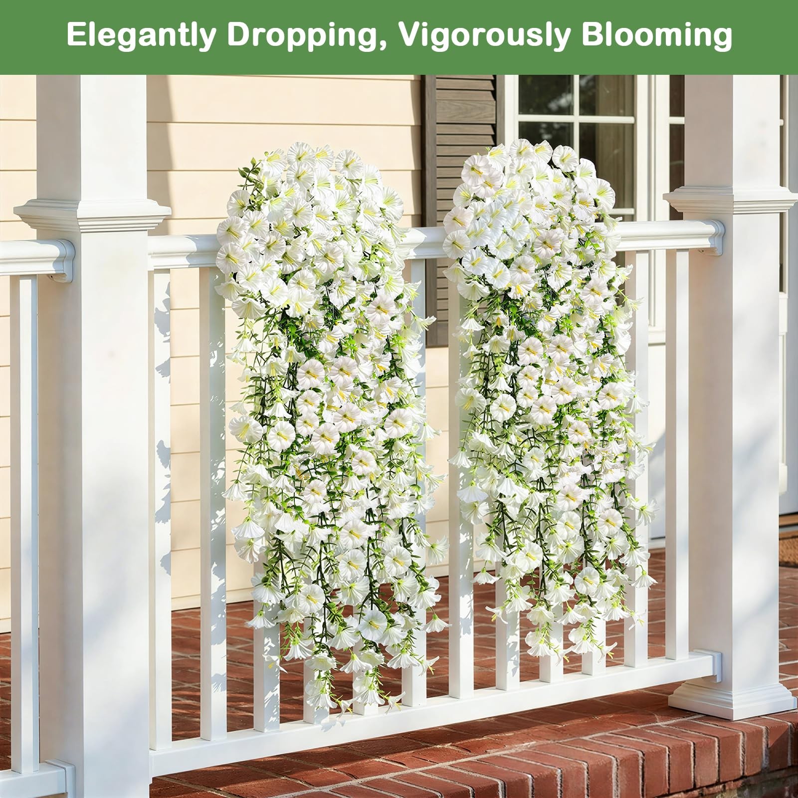 Artificial Fake Hanging Flowers Plants for Outdoor Summer Decoration, 2 PCS F…