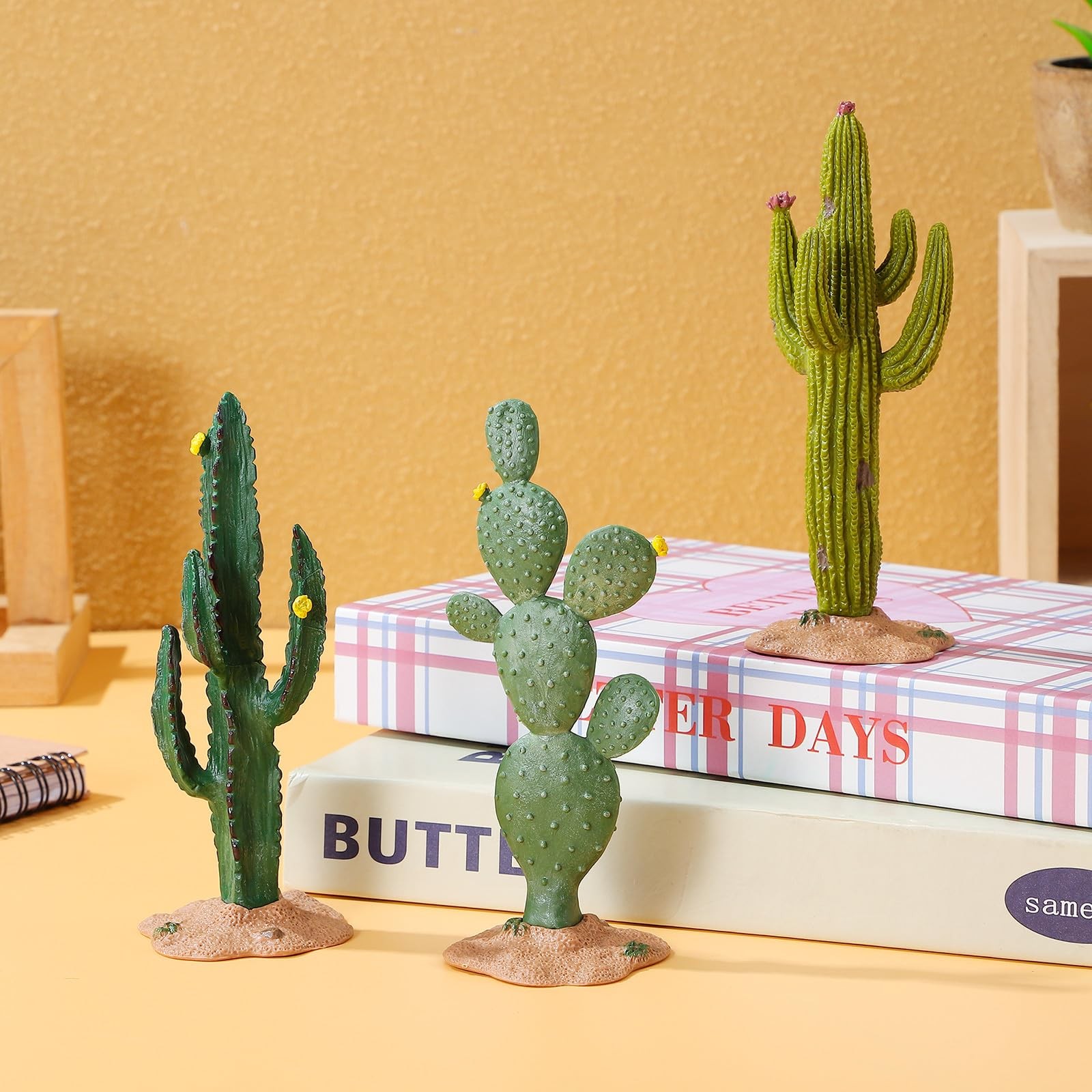 3pcs Artificial Cactus Decor, 5. 5 Inch Fake Succulent Plants Figurine,