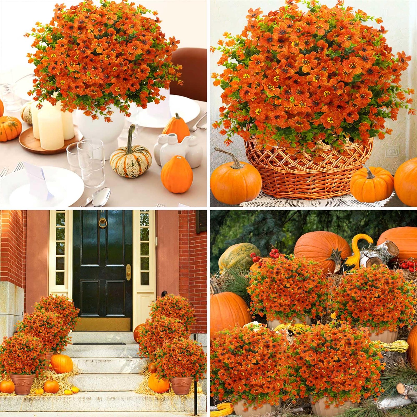 16 Bundles Artificial Mums for Outdoors Garden Home Decoration Fake Mums Deco…