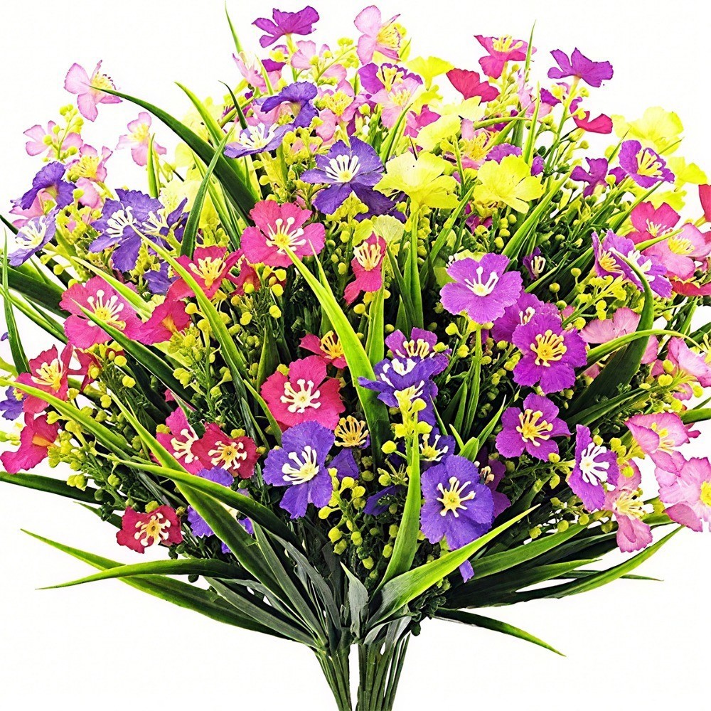 Artificial Flowers Plastic Fake Floral Plants Bouquet Patio Garden Decorations