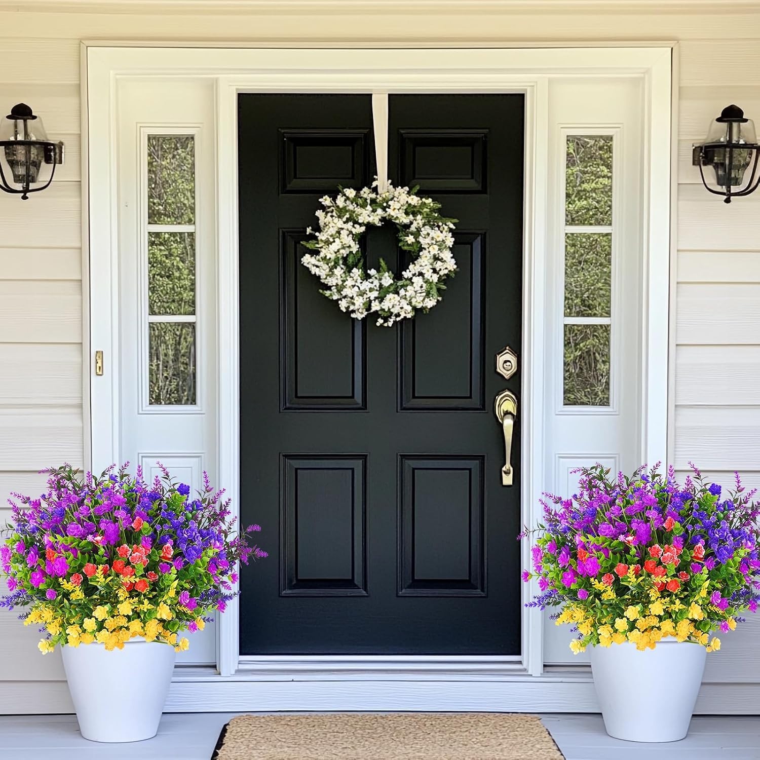Artificial Flowers for Outdoors UV Resistant, 9 Bundles Realistic Outdoor Art…