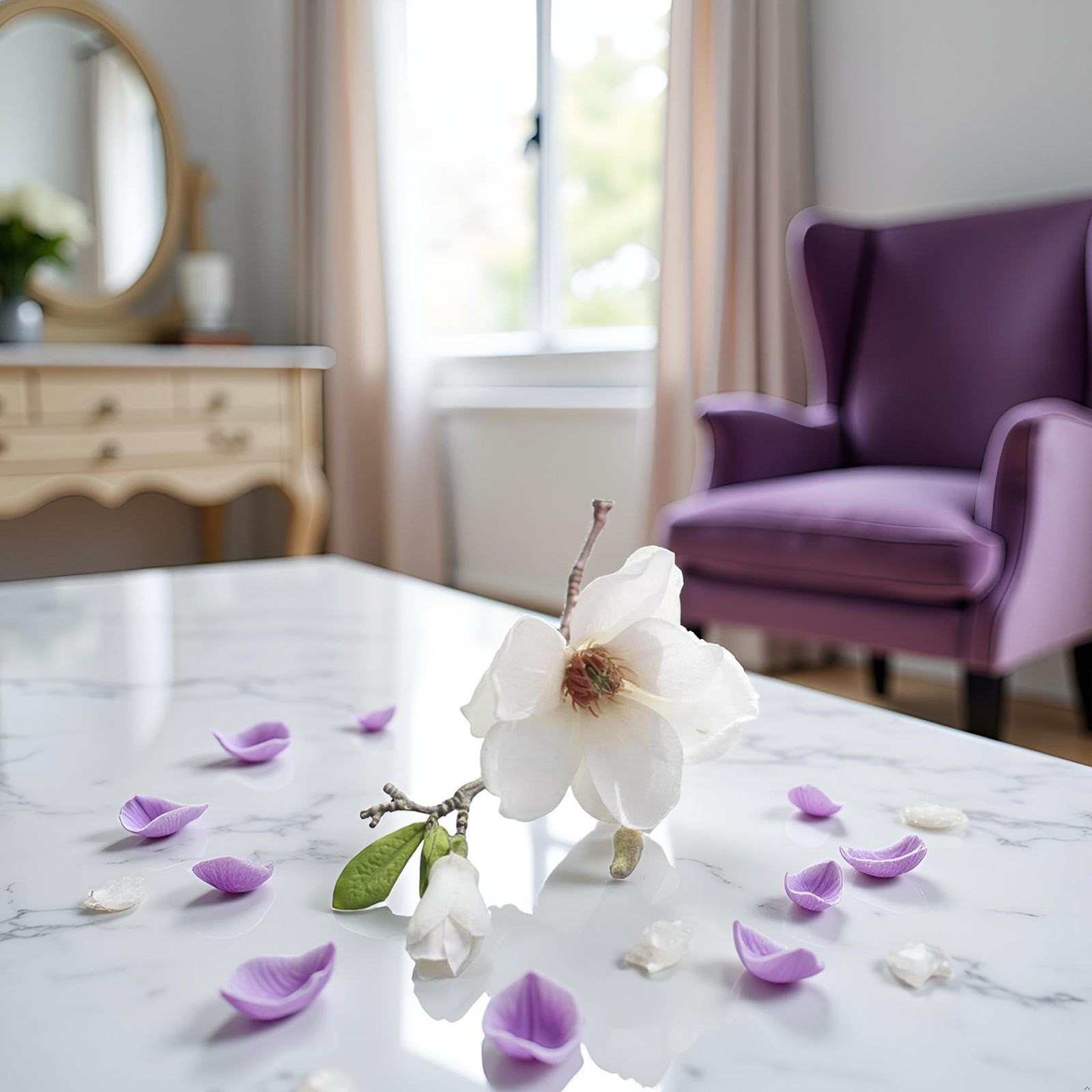 White Artificial Magnolia Fake Silk Flower Single Floral Home Decor Living Ro…