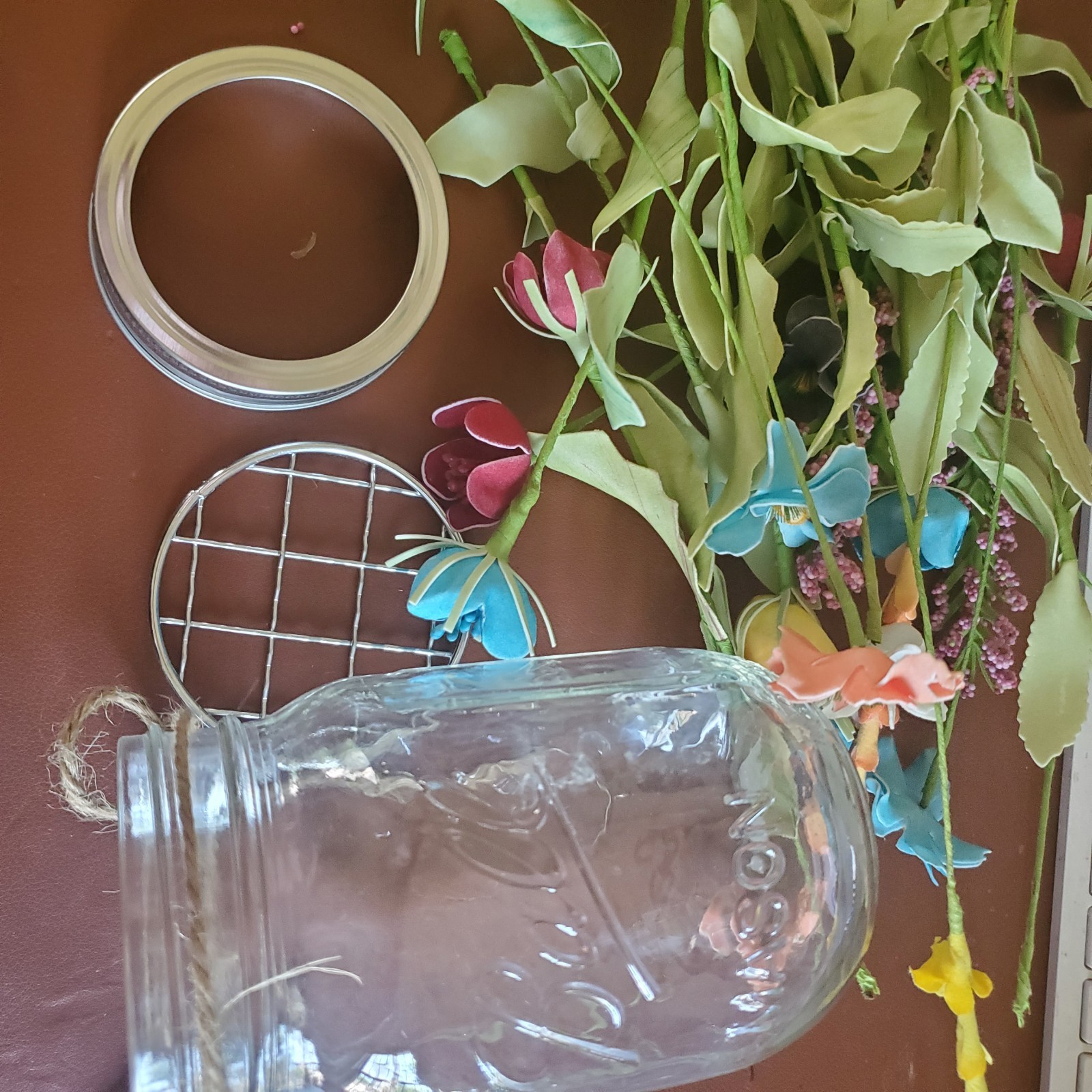 3 Mason Ball Canning Jar FLOWER Bouquet Vase FROG LID Tea Party Shower Wedding