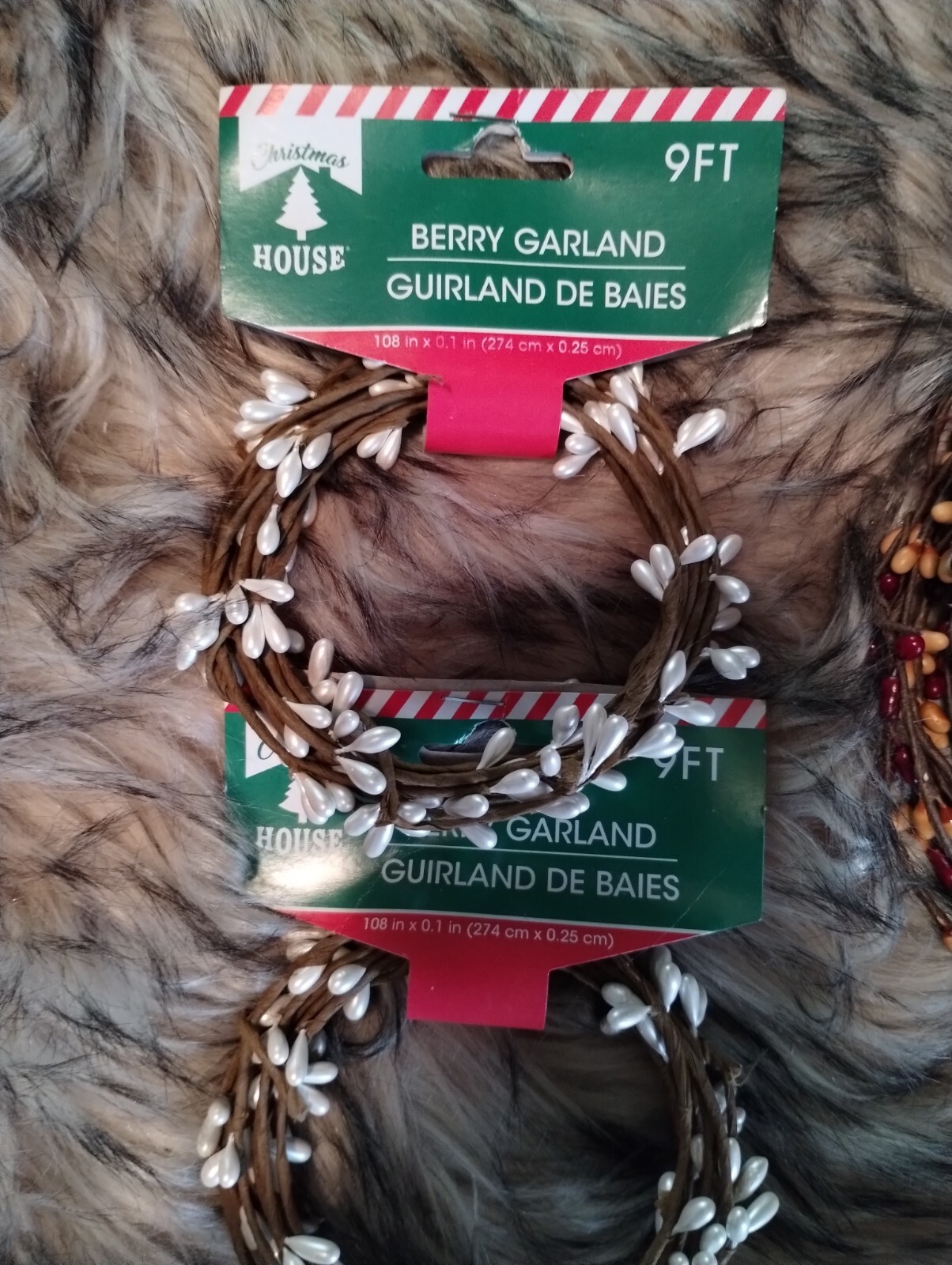 Christmas House Ivory Red Gold Primitive Pip Berry Roping Garland Mixed Lot New