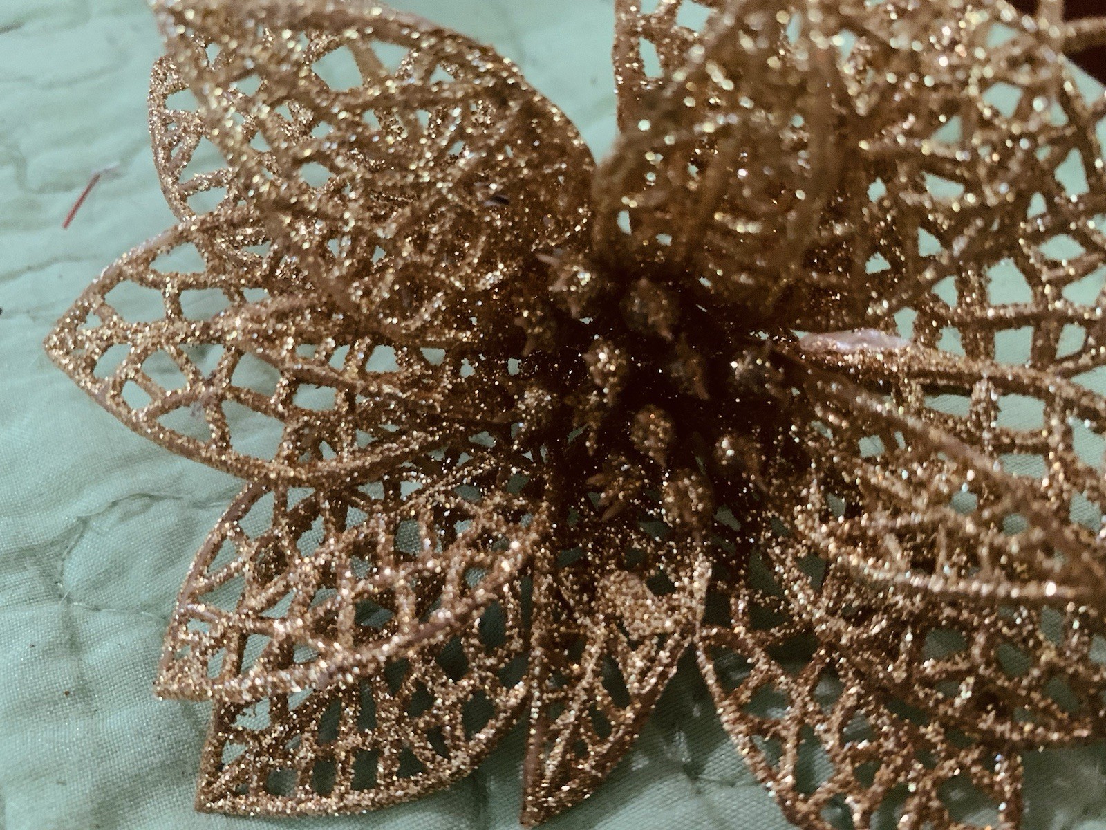 Clip On Artificial Gold Poinsettia