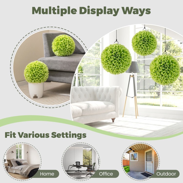 2PCS Artificial Plant Topiary Ball Boxwood Outdoor Wedding Decor With Hair Dryer