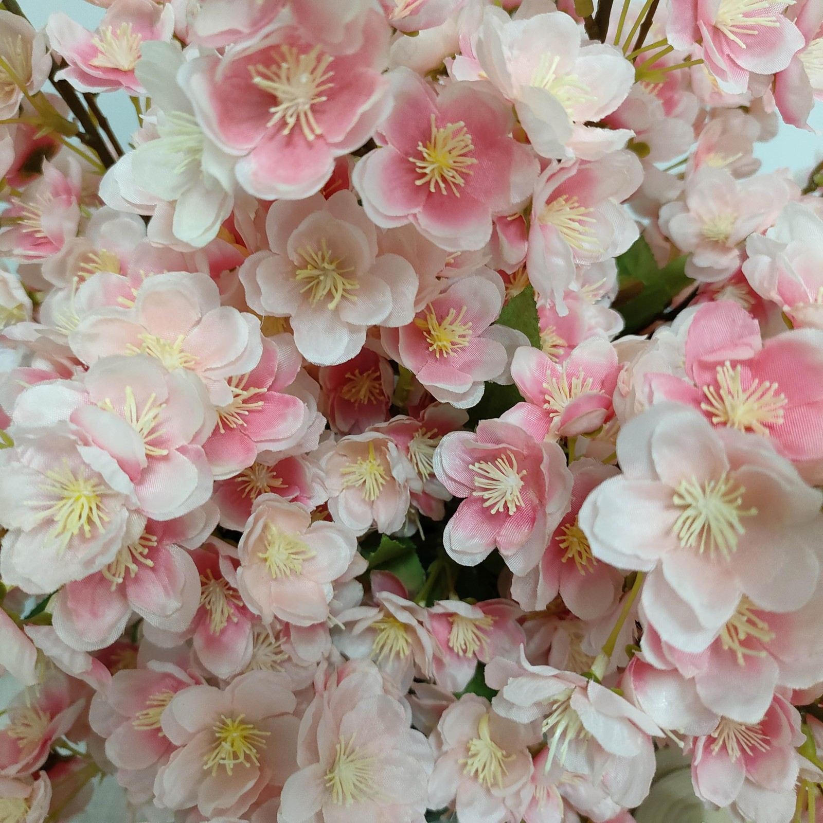 ATFL 20 Pcs Artificial Pink Cherry Blossom Flower, Silk Peach Flowers Fake Pl…