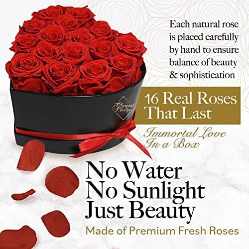 GLAMOUR BOUTIQUE Preserved Flowers, 16 Forever Red Roses in Heart Gift Box | …