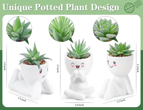 3 Pack Fake Plants Artificial Succulents Plants for Room Bathroom Home White