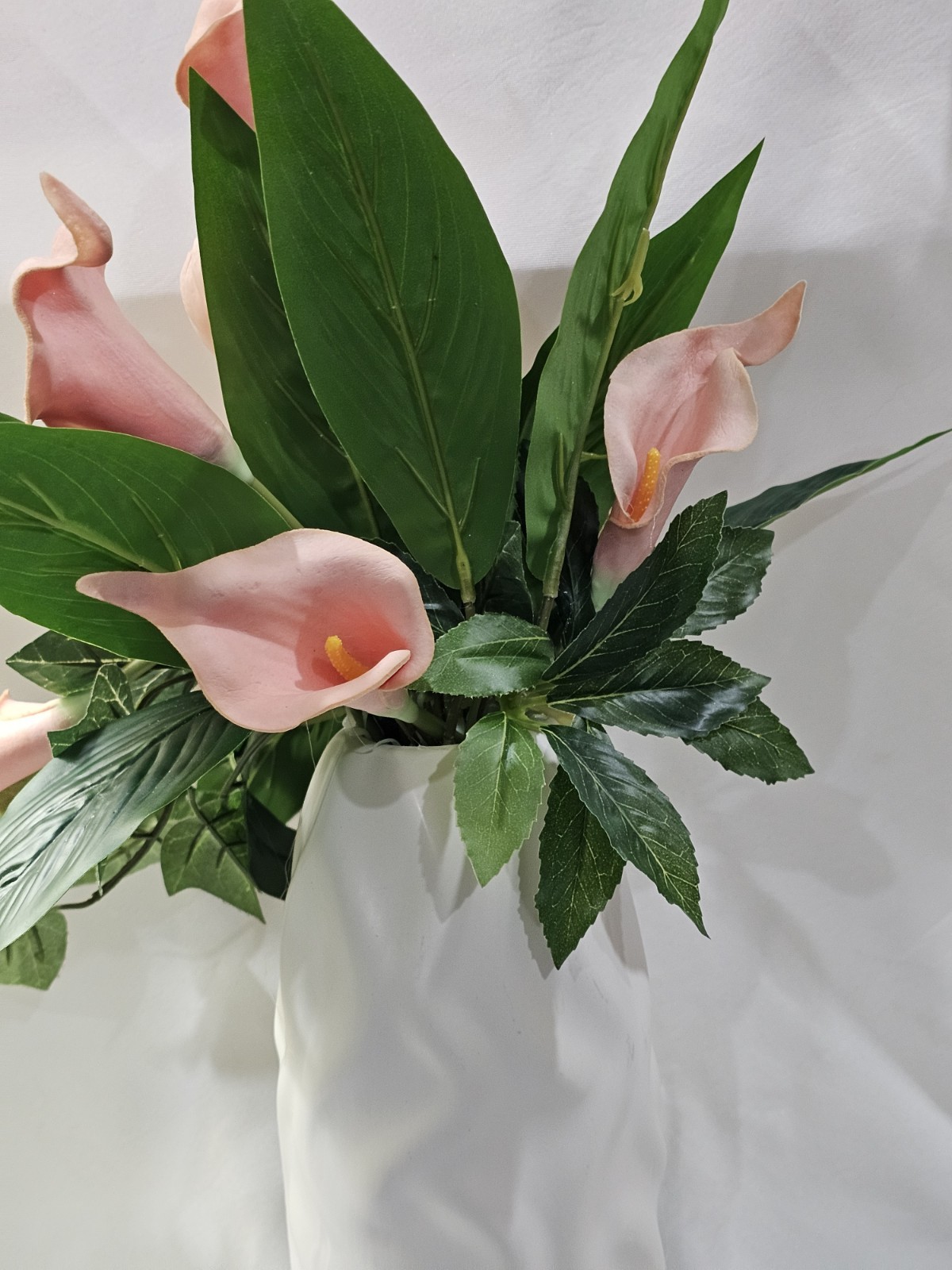 Simple beauty Artificial Peonies Calla with Rich Dark Greenery 17″ H x 15″ W