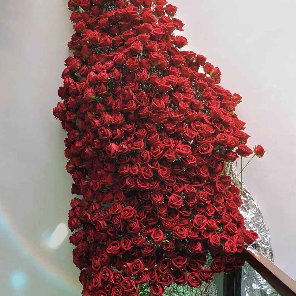 NEW 20Pcs Red Silk Roses Artificial Flowers Realistic Bouquet Home Decor Wedding