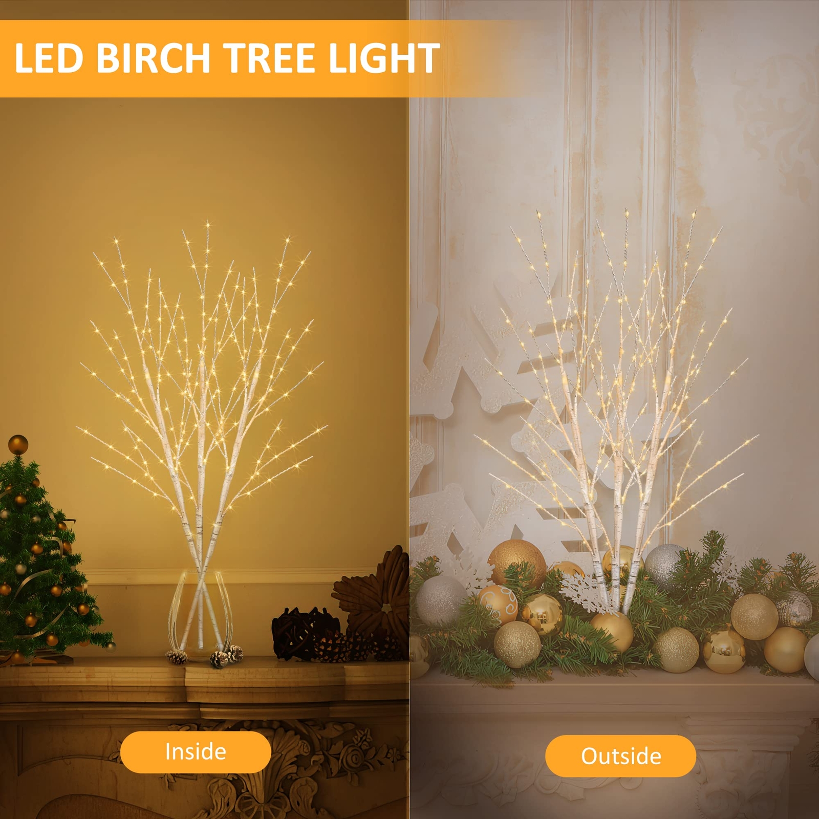 Lighted Birch White Branches For Vase 33in 180led With Timer Plug In Artificial