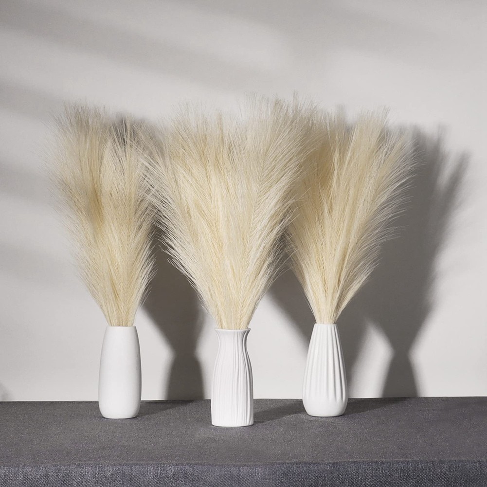 Faux Pampas Grass,18In/45Cm Artificial Pampas Grass 5 Stem Pompous Grass8068