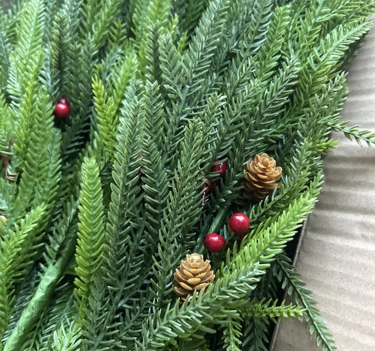 24PCS 17″ Artificial Pine Branches Christmas Decorations, Fake Cedar Stems