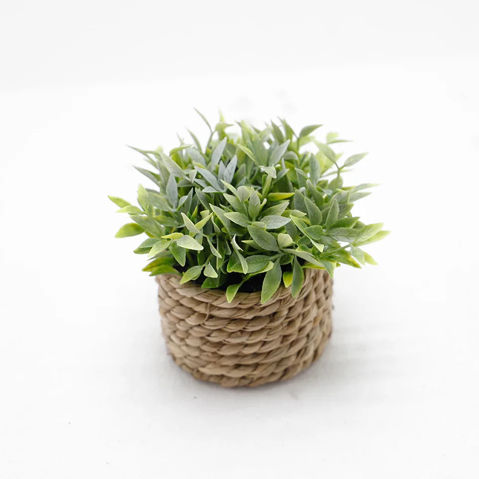 Green Artificial Potted Plant Eucalyptus Grass 11cm Artificial Plants Plastic
