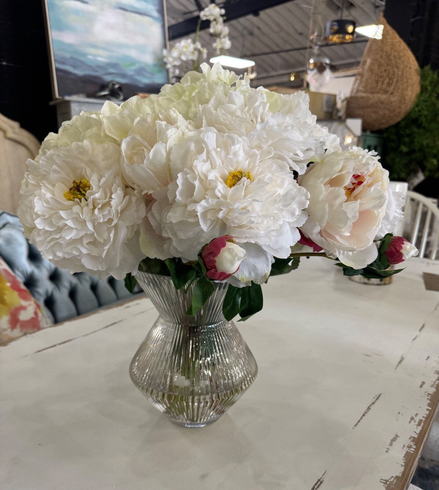 John-R1chard Collection White Dove 22″ Faux Floral Arrangement