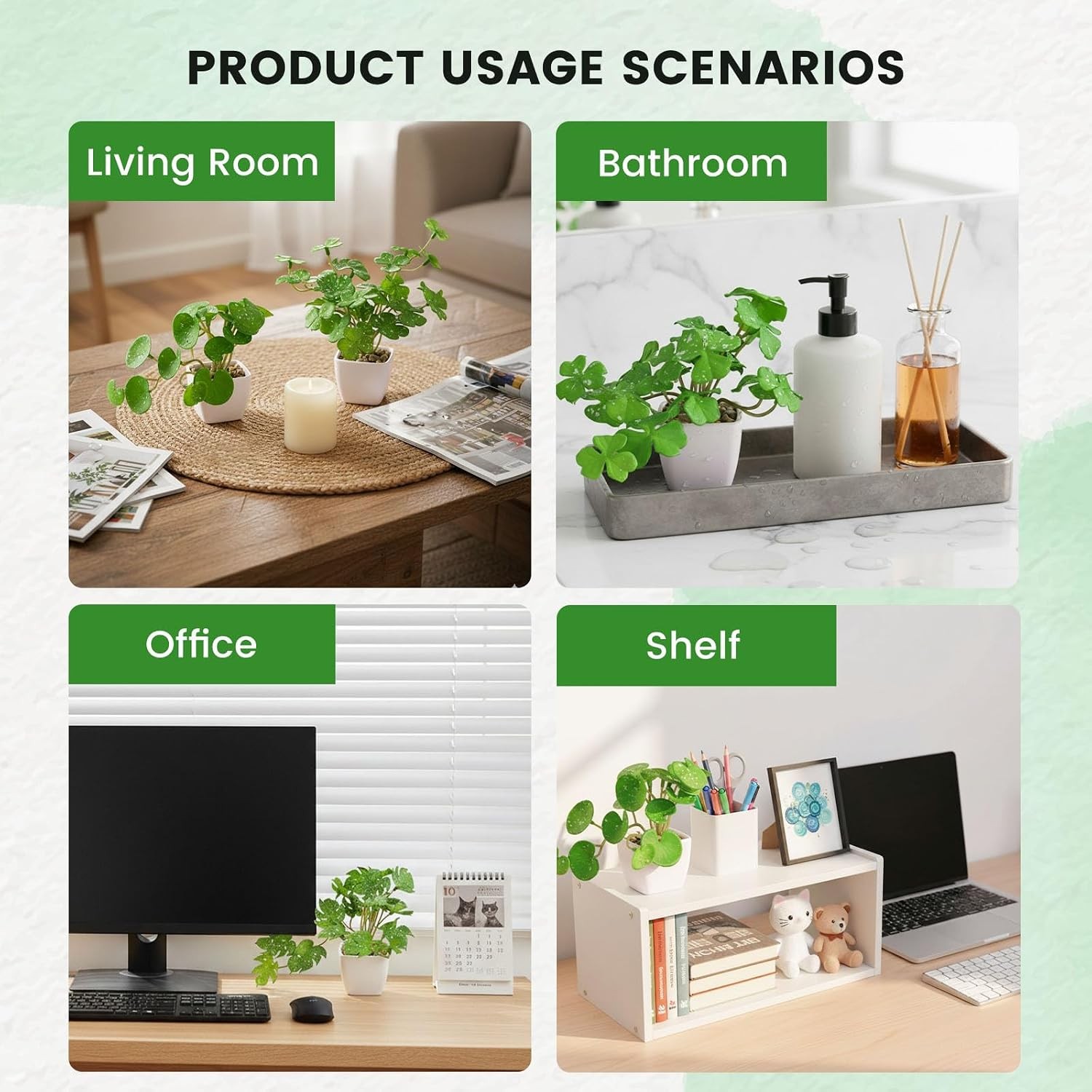 6Pcs 4.5″ Small Fake Plants Potted Artificial Faux Greenery Table Decor