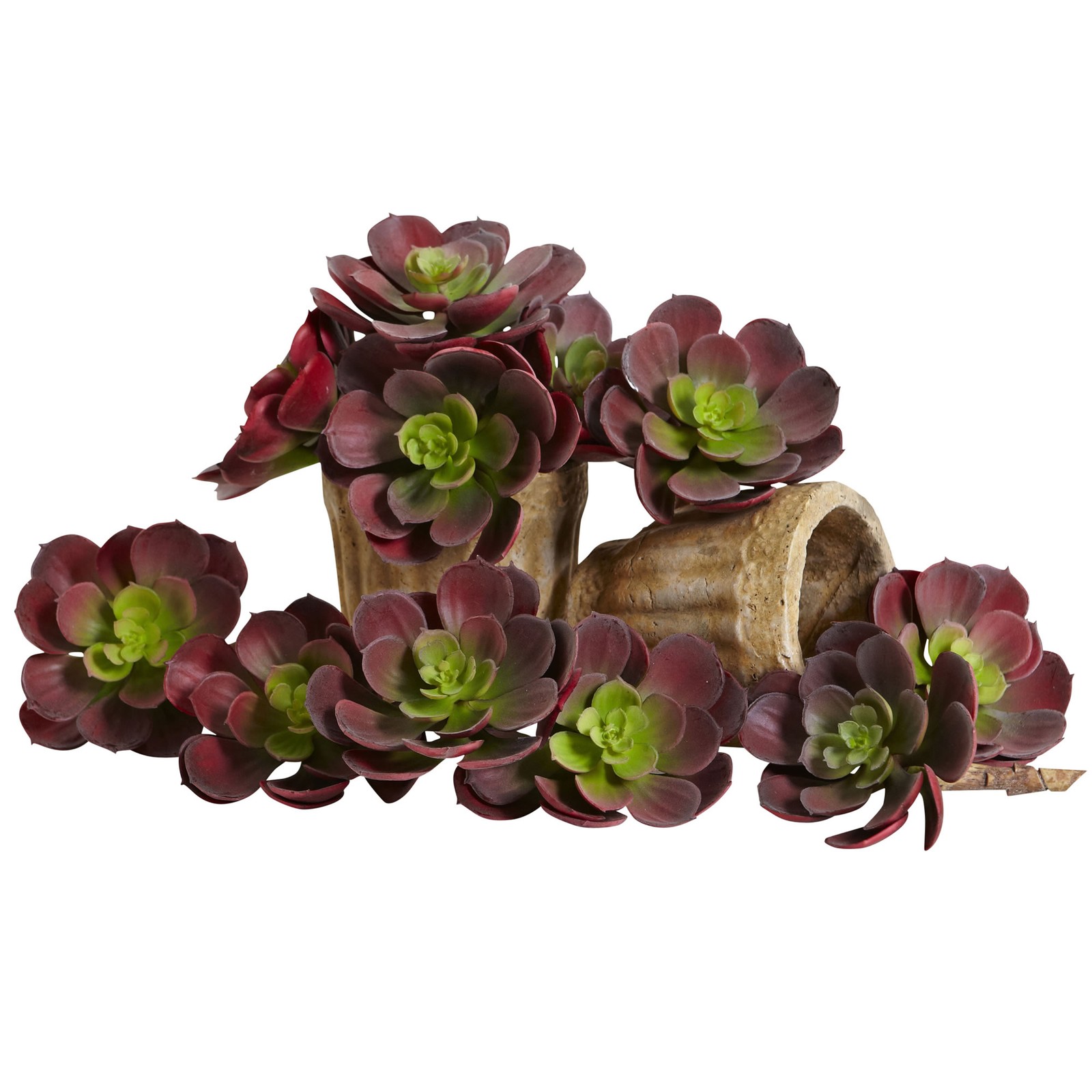 Echeveria Succulent Plant Burgundy Set Of 12 Nearly Natural 6” Realistic Decor